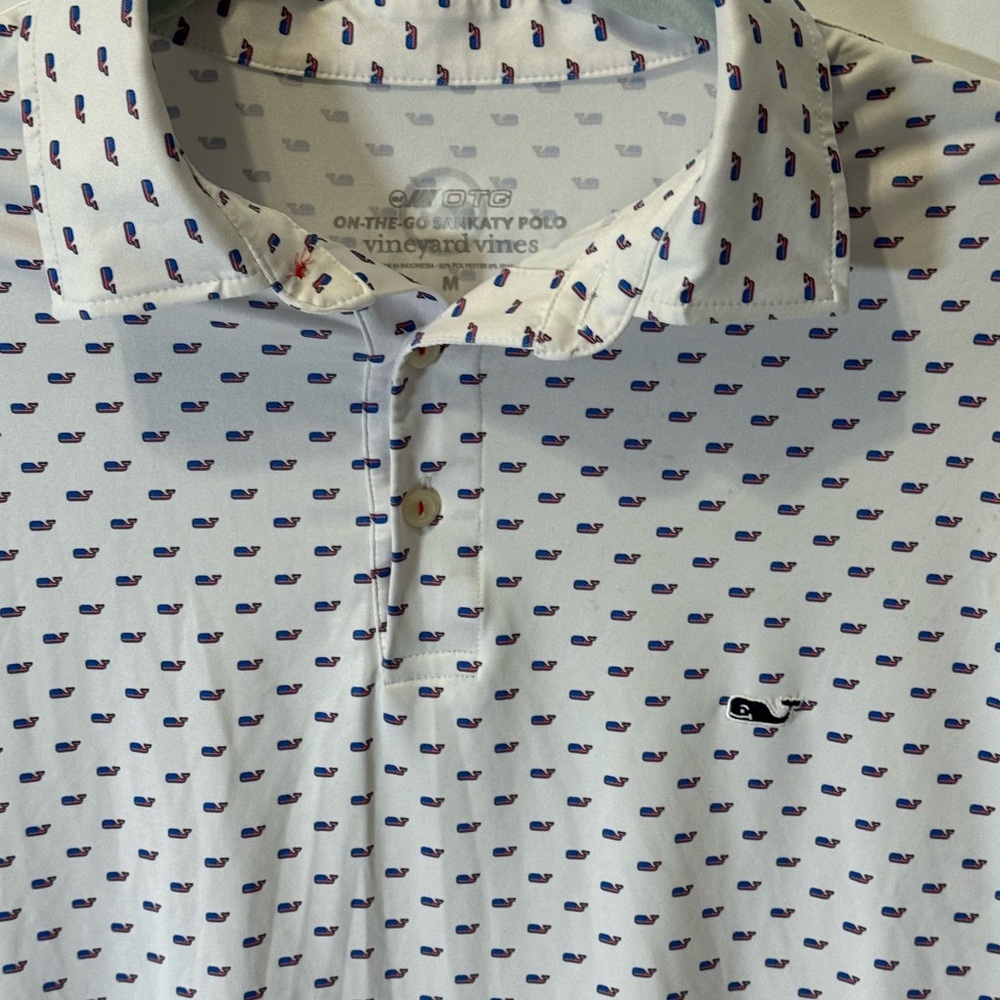 Vineyard Vines Men's Blue Whale Pattern Polo